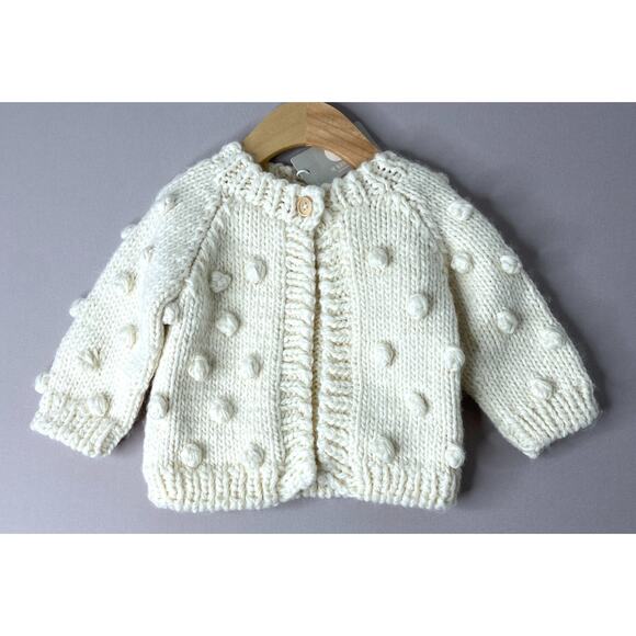 NWT THE BLUEBERRY HILL Cream Popcorn Cardigan Sweater Baby Girl Boy 12-18-24 Mo - Picture 1 of 4